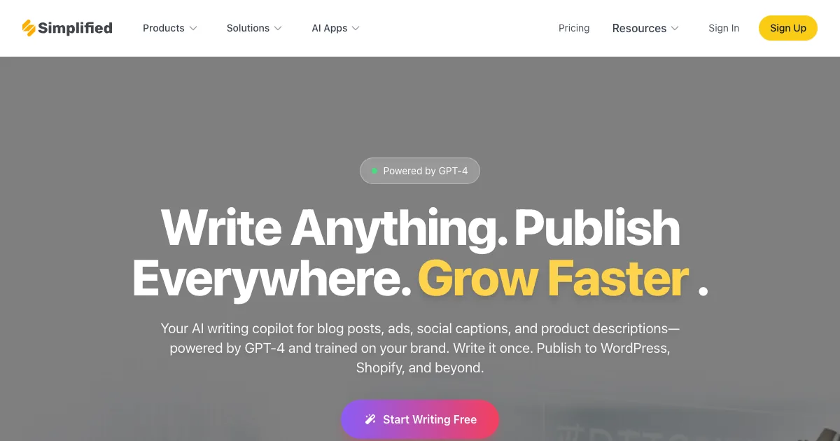 Simplified AI Writer — capa